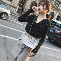 Gorgeous Transparent Pearl Rivet Shoulder Bag - Thumbnail 2