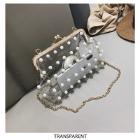Gorgeous Transparent Pearl Rivet Shoulder Bag - Thumbnail 3