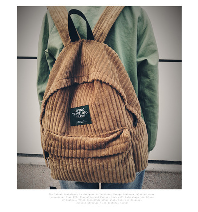 Cute Corduroy Back Pack School Bags