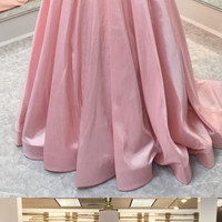 Elegant Halter V Neck Pink Long Prom Dress White Halter Prom Dresses - Thumbnail 1