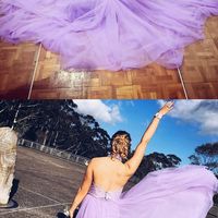 Two Piece Halter Lavender Tulle Prom Dress with Lace Beading - Thumbnail 1
