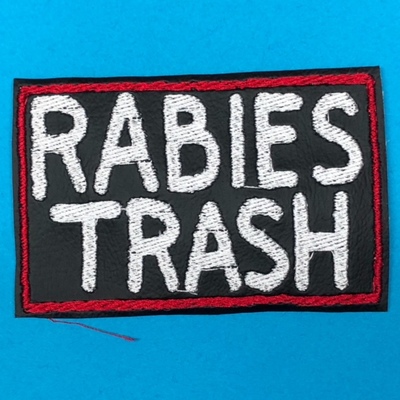 RABIES TRASH embroidered patch WHITE