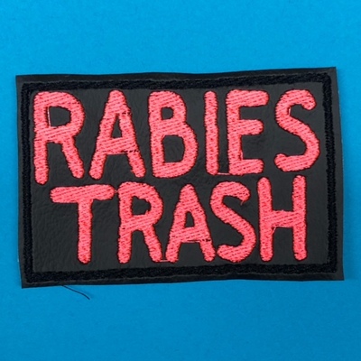 RABIES TRASH embroidered patch PINK