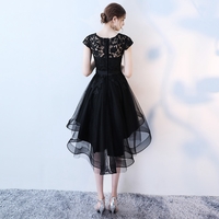 Black lace tulle short prom dress, high low evening dress - Thumbnail 3