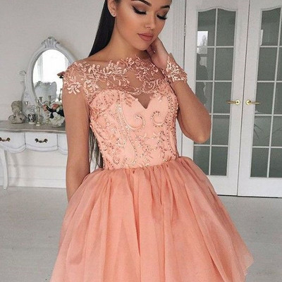 Cute a-line mini homecoming dresses with appliques
