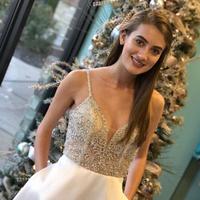 Sexy V-Neck Beading Long Prom Dresses Backless Sexy Evening Dresses - Thumbnail 1