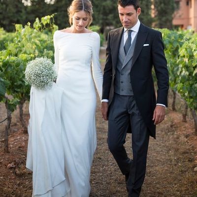 Simple elegant mermaid wedding dresses boat neck long sleeve bridal gowns