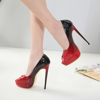 Gradient Peep Toe Low Cut Stiletto High Heel Sandals Dress Party Shoes Q-0060 - Thumbnail 1