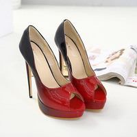 Gradient Peep Toe Low Cut Stiletto High Heel Sandals Dress Party Shoes Q-0060 - Thumbnail 2