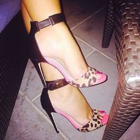 Open Toe Leopard Hasp Ankle Wrap Zipper Stiletto High Heel Sandals Q-0067 - Thumbnail 3