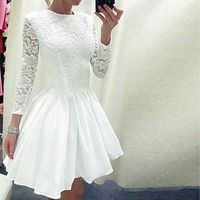 Fashion Sexy Lace Zipper Round Neck Dress - Thumbnail 1