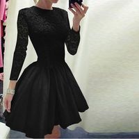 Fashion Sexy Lace Zipper Round Neck Dress - Thumbnail 2