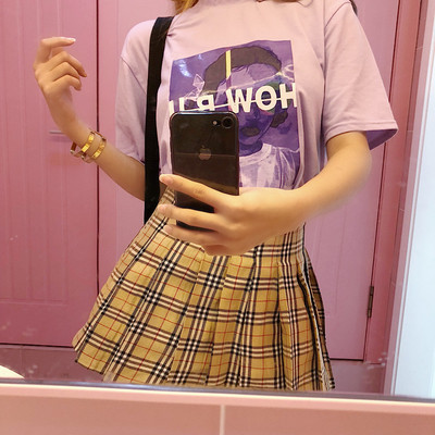 Free Shipping-KHAKI NOVA CHECK SKIRT (XS-XXXL)