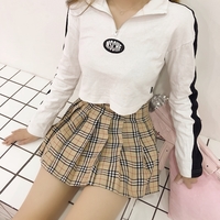 Free Shipping-KHAKI NOVA CHECK SKIRT (XS-XXXL) - Thumbnail 1