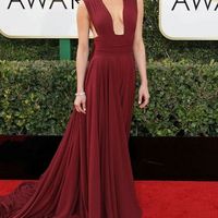 Inspired by Christine Evangelista Celebrity Dresses WIne Red Burgundy A Line Chiffon Prom Dresses Evening Formal Gowns - Thumbnail 1