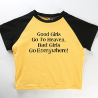 Free Shipping-GOOD GIRLS GO TO HEAVEN BAD GIRLS GO EVERYWHERE RINGER TOP - Thumbnail 2