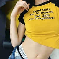 Free Shipping-GOOD GIRLS GO TO HEAVEN BAD GIRLS GO EVERYWHERE RINGER TOP - Thumbnail 4