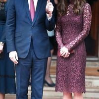 Inspired by Kate Middleton Purple Celebrity Dresses High Neck Lace Knee-length Prom Dresses Evening Formal Gowns - Thumbnail 1