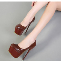 Round Toe Platform Super High Stiletto High Party Club Shoes Q-0091 - Thumbnail 2
