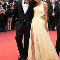 Inspired by Amal Clooney Celebrity Dresses A Line Chiffon Light Yellow One Shoulder Side Slit Prom Dresses Evening Formal Gowns - Thumbnail 2