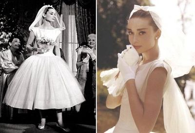 Inspired by Audrey Hepburn Wedding Dresses Ball Gown Crew Neck Beach Bridal Gowns