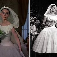 Inspired by Audrey Hepburn Wedding Dresses Ball Gown Crew Neck Beach Bridal Gowns - Thumbnail 1
