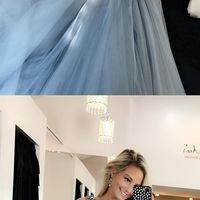 Unique V Neck Tulle Long Prom Dress Beaded Evening Party Dress - Thumbnail 1