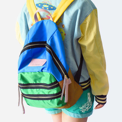 90'S COLOR BLOCK BACKPACK ( BLUE )