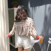 Harajuku Stripe Oversize Blouse Shirt - Thumbnail 4