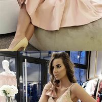 Pretty V Neck Floral Lace Pink Short Homecoming Dress Prom Dress - Thumbnail 1