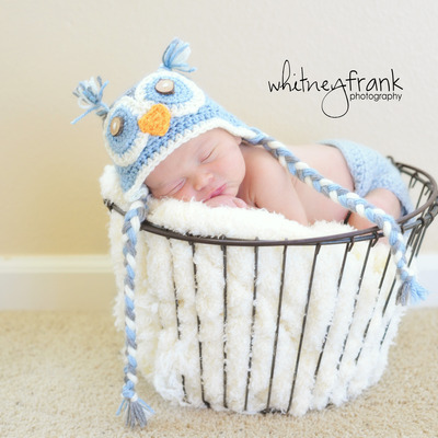 Grey and blue hootie hat 