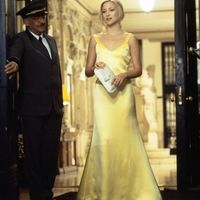 Inspired by Kate Hudson Celebrity Dresses Light Yellow Mermaid Sexy Deep V Neck Crisscross Back Pleat Prom Dresses Evening Formal Gowns - Thumbnail 1