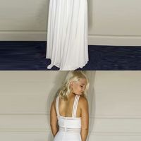 Elegant Halter Straps Back White Long Prom Dress A-Line Evening Party Dress - Thumbnail 1