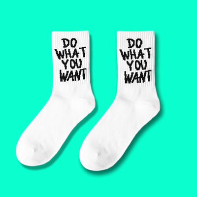 "DO WHAT YOU WANT" SOCKS IN WHITE