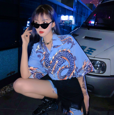 Free Shipping-JAPANESE VINTAGE DRAGON BLOUSE