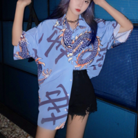 Free Shipping-JAPANESE VINTAGE DRAGON BLOUSE - Thumbnail 3