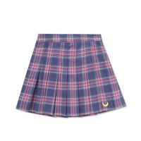 Moon Embroidery Tartan Plaid Pleated Skirt - Thumbnail 3