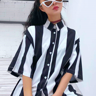 90's stripe blouse shirt - Thumbnail 4