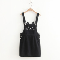 Kawaii Cute Cat Ear Embroidery Japanese Style Suspender Dress - Thumbnail 2