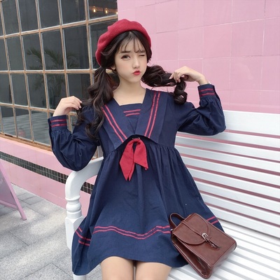 Cute Lolita Harajuku Bow Collar Dress