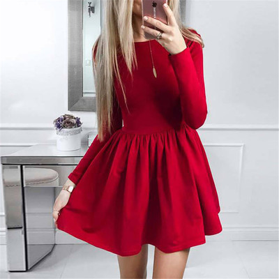 Long sleeve ruffle sexy ball gown mini dress