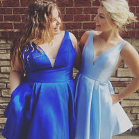 Plus Size Royal Blue/Sky Blue Short Homecoming Dresses Under 100 - Thumbnail 1