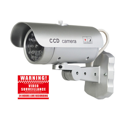 New motion detect outdoor silver bullet dummy security camera + free cctv decal