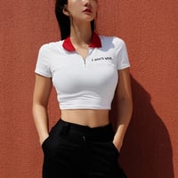 Free Shipping-I AIN'T SHIT COLLAR ZIPPER TOP - Thumbnail 2