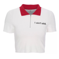 Free Shipping-I AIN'T SHIT COLLAR ZIPPER TOP - Thumbnail 4