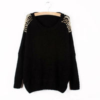 New Fall Studded Knit Sweater - Thumbnail 2
