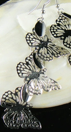 Triple Butterfly Dangle Earrings