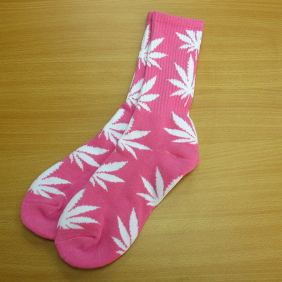 Harajuku weed marijuana crew socks pink/white color - Thumbnail 5