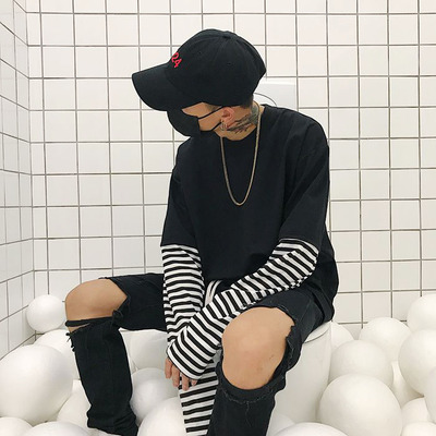 Free shipping-unisex street goth layered long sleeve tee - Thumbnail 5