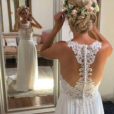  sexy vintage bridal dress with appliques lace wedding dresses - Thumbnail 4